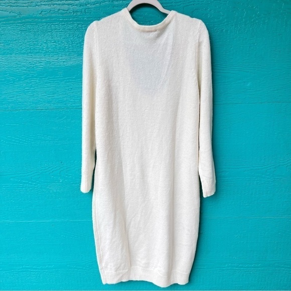ELOQUI SWEATER DRESS CREAM WITH CHUNKY GOLD CHAIN NECKLINE SIZE 18 - Picture 7 of 12